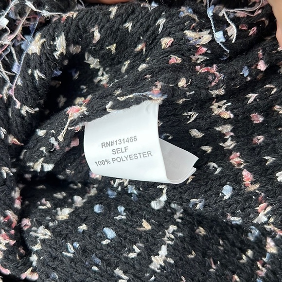 fab'rik Fate Black Multi Color Tweed Fringe Top Size Small - Picture 10 of 11